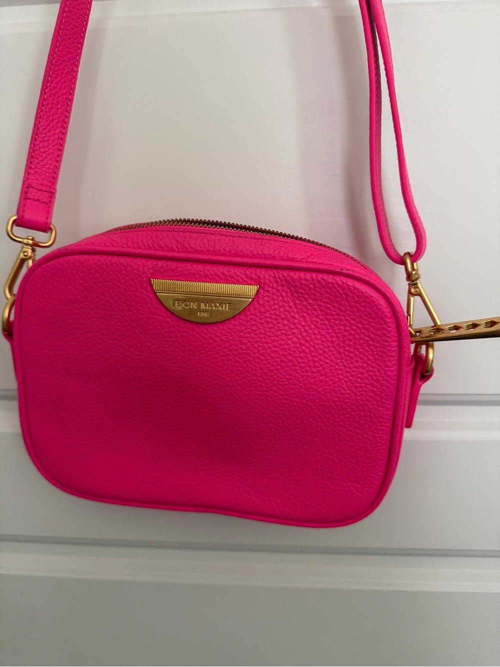 Bon Maxie The Sidekick Crossbody Bag Pink Leather - Picture 3 of 4